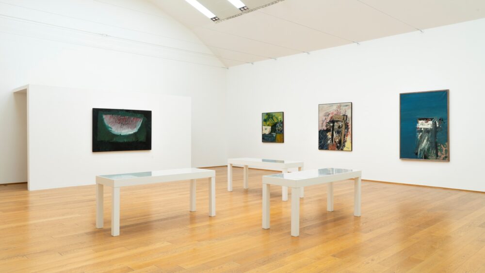 Veduta della mostra Mattia Moreni. L'antologica di Bologna, 1965, MAMbo - Museo d'Arte Moderna di Bologna, Settore Musei Civici, Comune di Bologna, foto di Ornella De Carlo