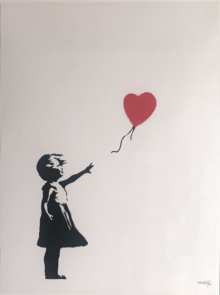 BANKSY, GIRL WITH BALLOON, 2004, Serigrafia su carta, Collezione privata