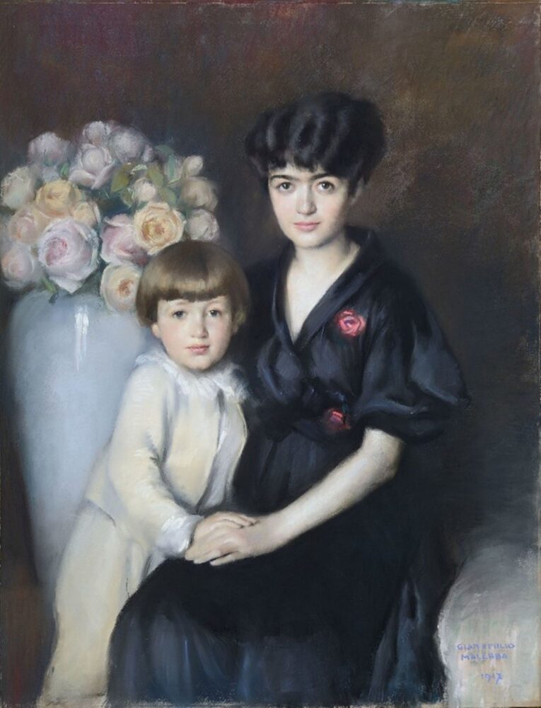 Emilio Malerba, Alessandra Macchi Menni col figlio Piercarlo, 1917, collezione privata. Foto Luca Carrà