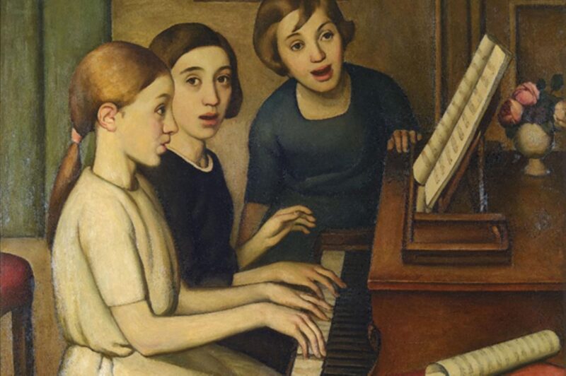 Emilio Malerba, Bambine (Bambine al pianoforte, Lezione di musica), 1924, collezione privata fotografia di Luca Carrà