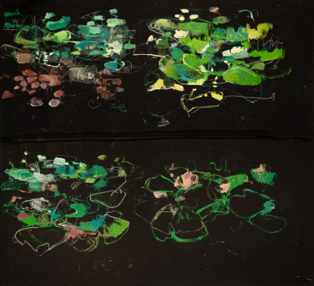 Giovanni Frangi, Quartet, olio su velluto, cm 200x220, 2015 ph. Anna Pendoli