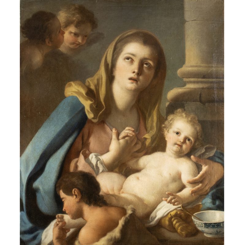 Lotto 124, Francesco De Mura, Madonna con Bambino e San Giovannino. Stima 4.000-6.000 euro. Colasanti Casa d'Aste