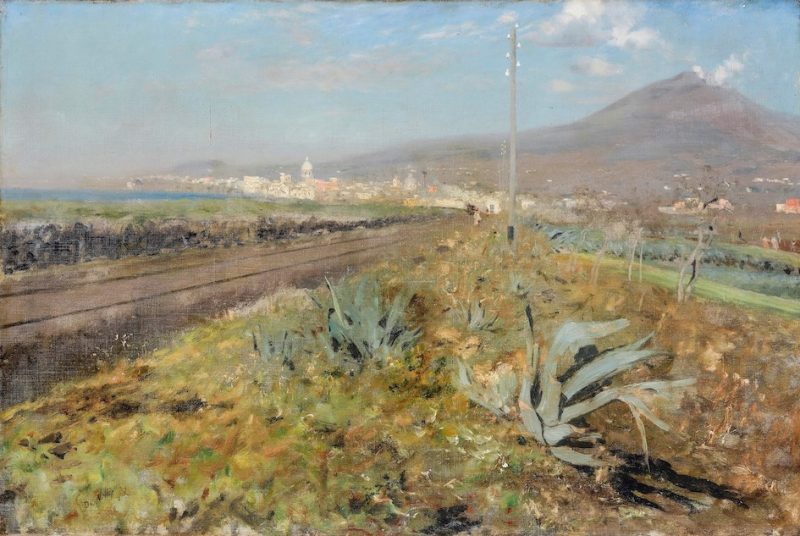 Lotto 68, Giuseppe De Nittis, La ferrovia di Torre Annunziata. Stima 35.000-45.000 euro. Cambi Casa d'Aste