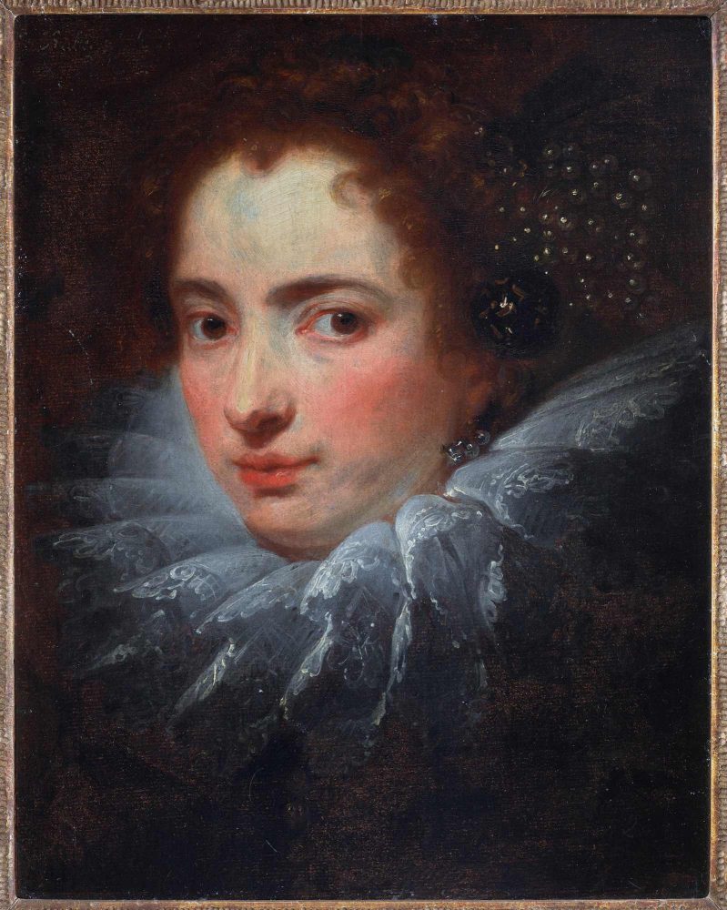 Anton van Dyck, Studio per il ritratto di una donna genovese, 1623 – 1624, olio su carta applicata su tavola, 33 × 27 cm; collezione privata europea