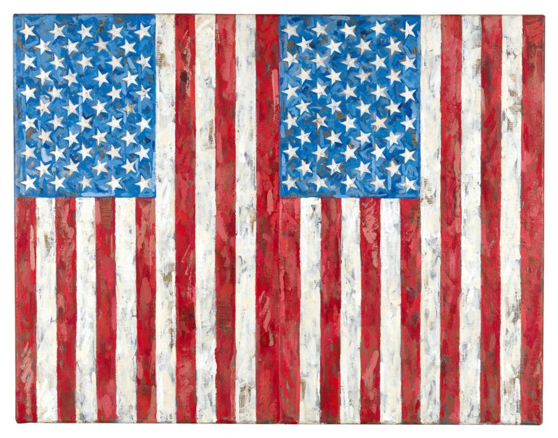 Jasper Johns, Flags, 1987, Encaustic and collage on canvas, Collection of the artist © Jasper Johns, VEGAP, Bilbao, 2026