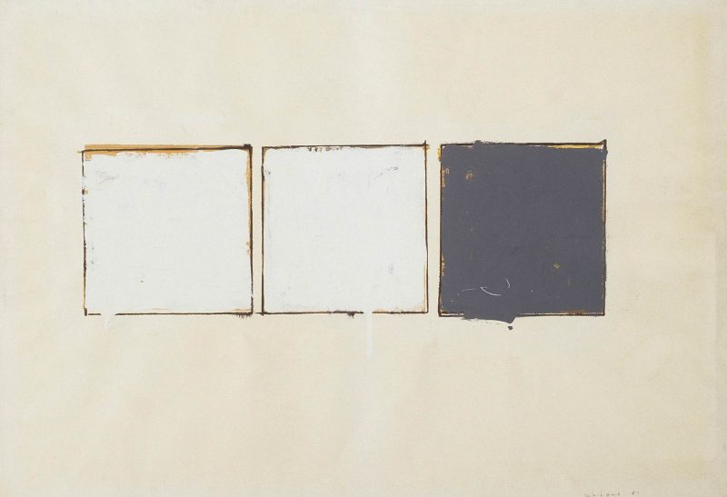 Mario Schifano, Senza titolo, 1961, smalto, grafite e collage su carta, 68 x 98,5 cm, Collezione Luigi e Peppino Agrati - Intesa Sanpaolo, credit Patrimonio Artistico Intesa Sanpaolo, foto Luca Carrà, Milano Ryman