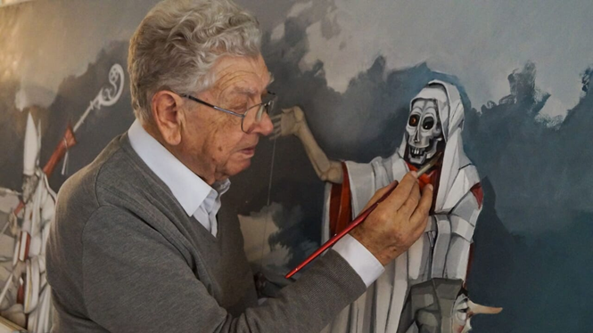 Renato Varese nel suo studio