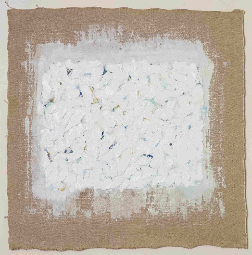 Robert Ryman, Untitled, 1962, olio, gesso su tela di lino, 52 x 52,5 cm, Collezione Luigi e Peppino Agrati - Intesa Sanpaolo, credit Patrimonio Artistico Intesa Sanpaolo, foto Luca Carrà, Milano