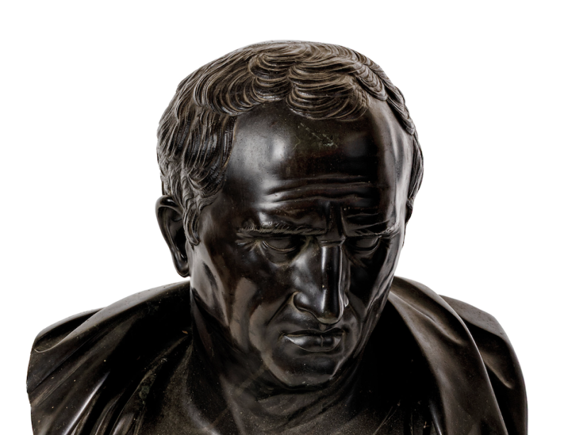 Lotto 468, Busto di Platone in bronzo patinato del XIX secolo (dettaglio). Aggiudicato a 112.650 euro. Wannenes