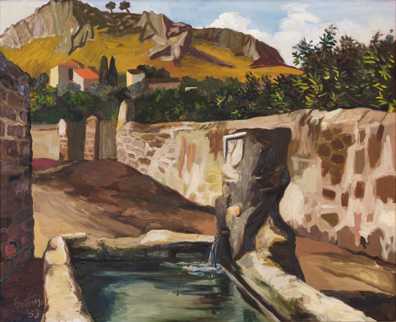 Lotto 59, Renato Guttuso, Abbeveratoio a Bagheria. Via Serradifalco, 1953. Stima 25.000-30.000 euro. Fidesarte