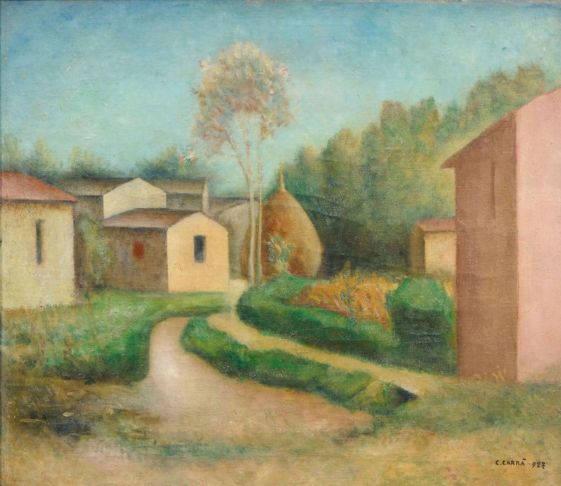 Carlo Carrà, Autunno in Toscana, 1927, olio su tela, cm 68x77 - Farsettiarte
