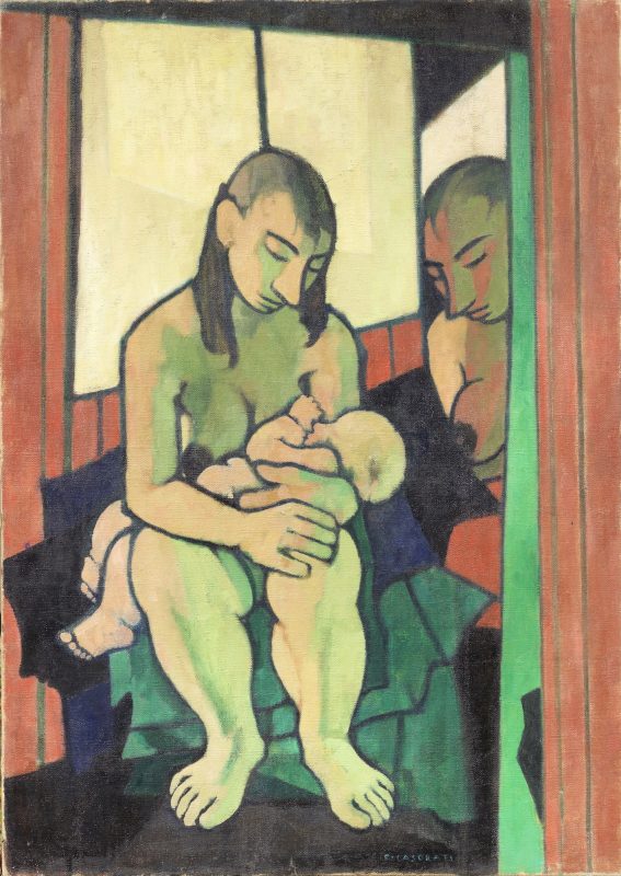 Felice Casorati, La madre (Maternità), 1952, olio su tela, cm 92,5x65 - Farsettiarte