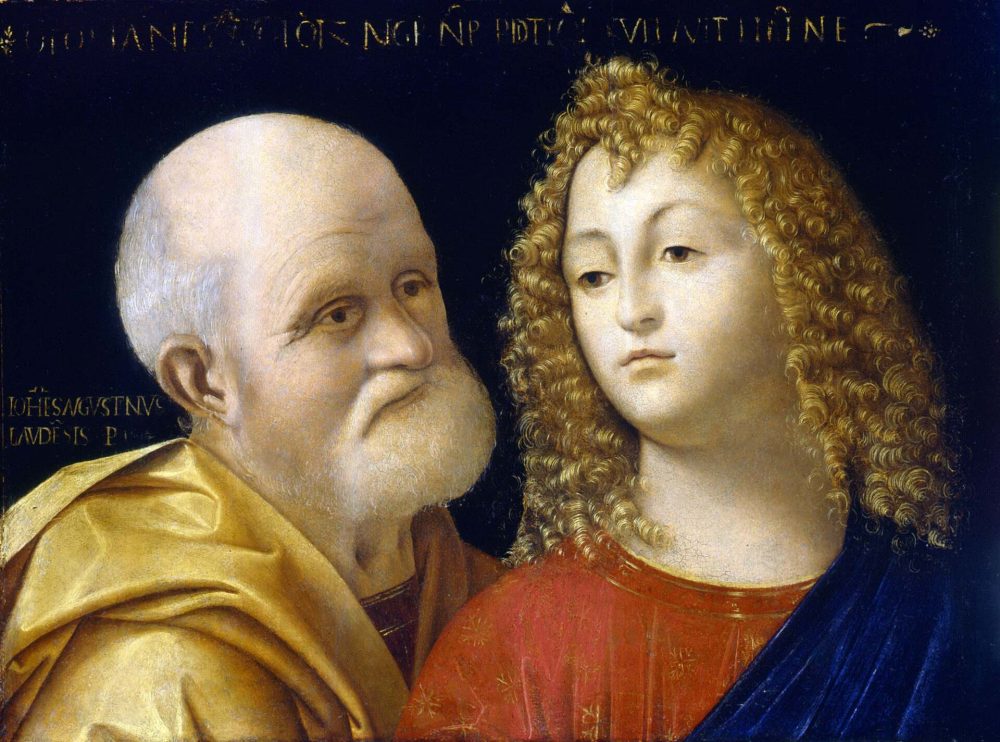 GIOVANNI AGOSTINO DA LODI, Santi Pietro e Giovanni Evangelista, Firmato, 1500 circa, Olio su tavola, Milano, Pinacoteca di Brera