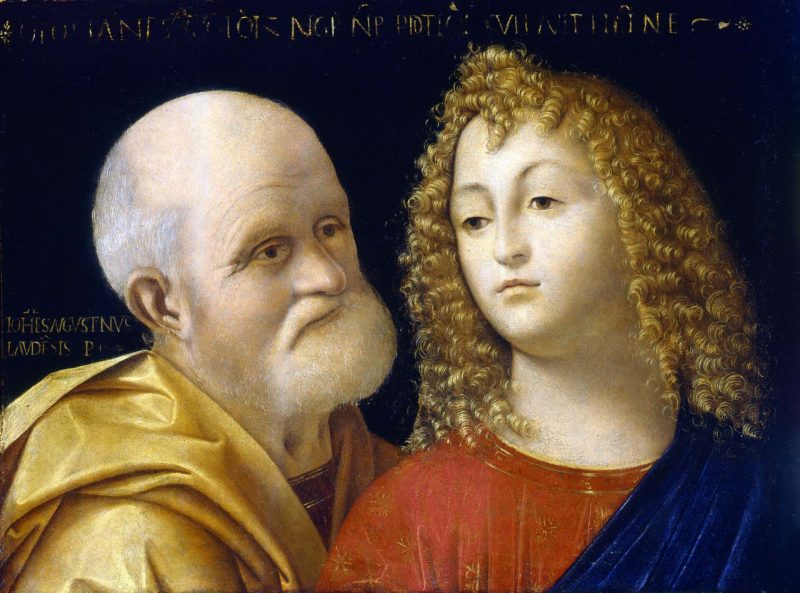 GIOVANNI AGOSTINO DA LODI, Santi Pietro e Giovanni Evangelista, Firmato, 1500 circa, Olio su tavola, Milano, Pinacoteca di Brera