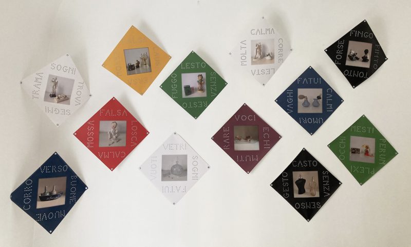 Francesco Impellizzeri, GESTI PLASTICI (installazione), 2015-2020, acrilico e foto stampate su banner, diametro 85 cm