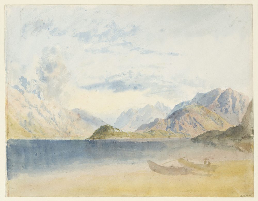 Joseph Mallord William Turner, Il Lago di Como da Menaggio guardando verso Bellagio; 1819; acquerello su carta, mm 224 × 290; Londra, Tate; © Tate
