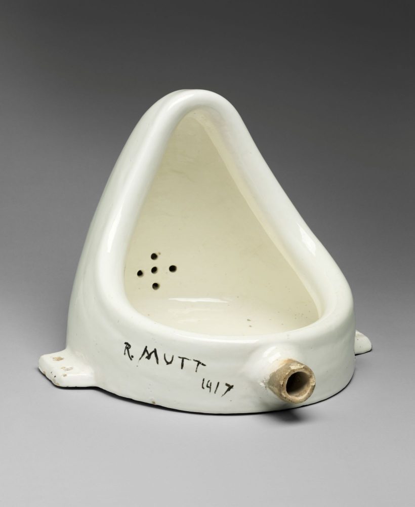 Marcel Duchamp, Fountain, 1950 (replica of 1917 original), Porcelain urinal, 30.5 x 38.1 x 45.7 cm, Philadelphia Art Museum, 125th Anniversary Acquisition, Gift (by exchange) of Mrs. Herbert Cameron Morris