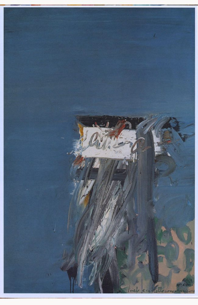 Mattia Moreni, Cielo e cartello come apparizione, 1962