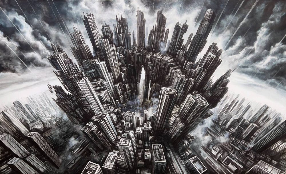 SINGULARITY III, 2025, 120x170cm sottrazione di olio su tela