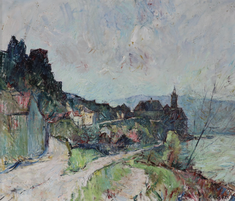 Lotto 635, Anton Lutz, Blick auf Dürnstein, 1968. Stima 6.000-9.000 euro. Dorotheum