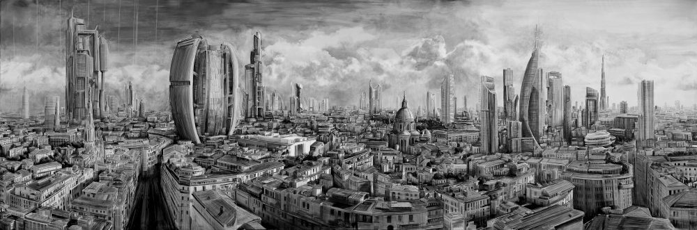 UPRISE, 2026, 600x200cm, sottrazione di olio su tela