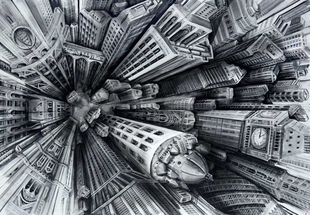 VERTIGO-THEMERGE, 2024,170x120cm, sottrazione di olio su tela