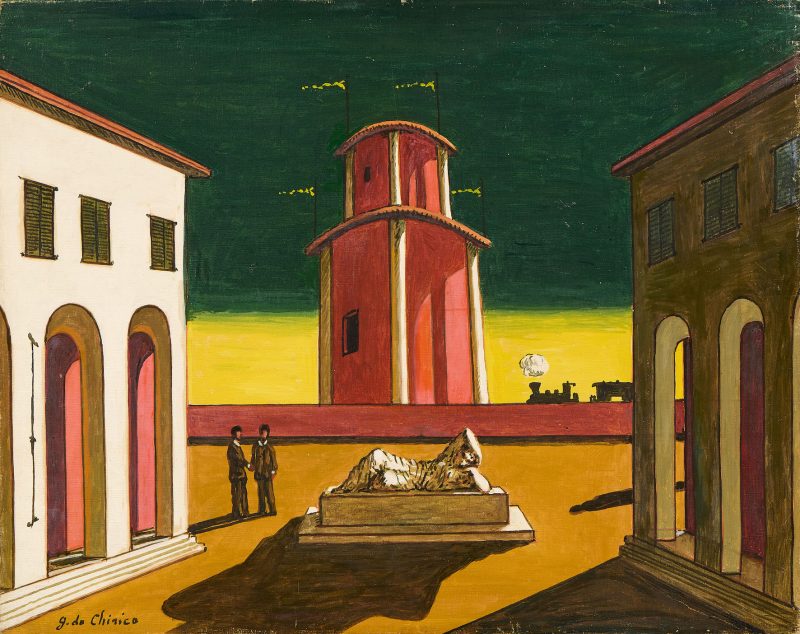 Giorgio de Chirico, Piazza d’Italia, 1963, olio su tela, cm 40x50,5 - Farsettiarte