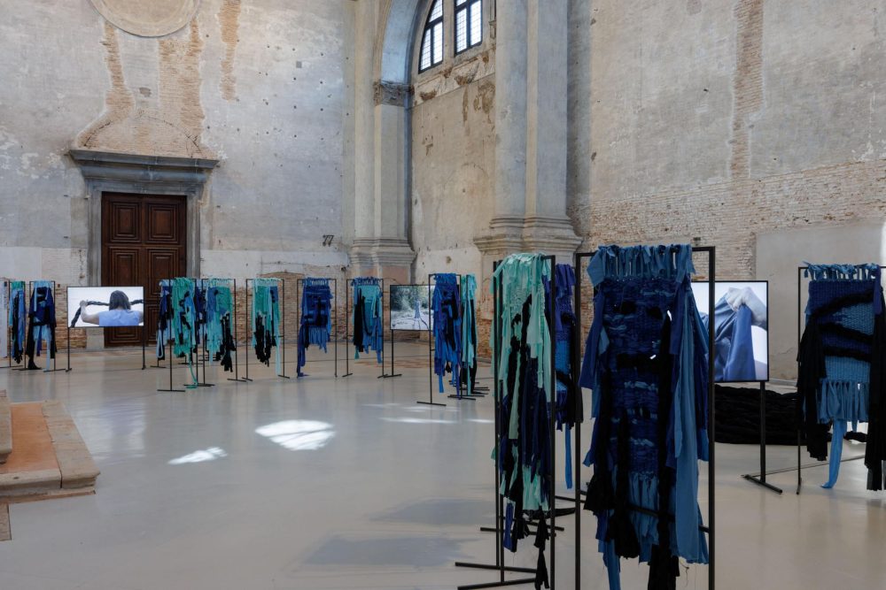 Verena Melgarejo Weinandt, “Weaving Connections”, 2026. Exhibition view of “Tide of Returns”, OceanSpace, Venice. Commissioned and produced by TBA21–Academy. Photo: Jacopo Salvi