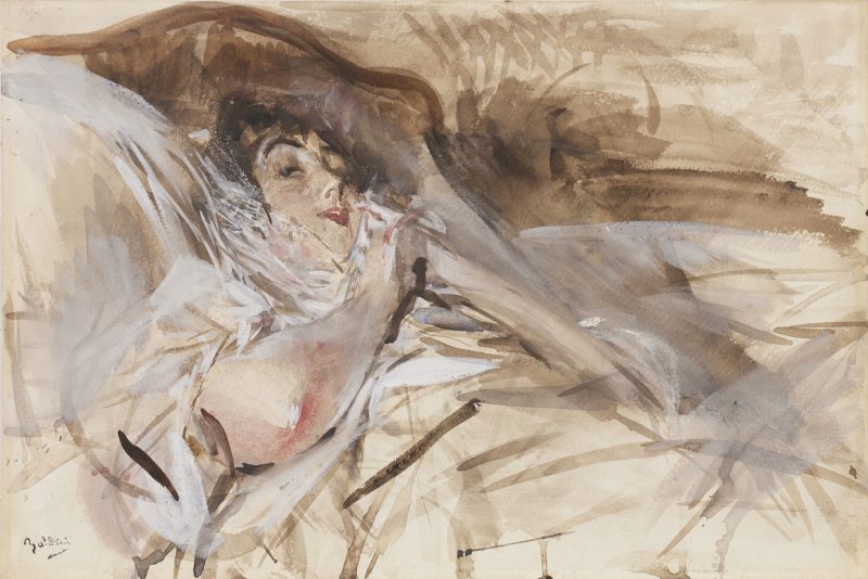 Lotto 130 Giovanni Boldini "La Divina", tecnica mista su carta (cm 29x44). Stima € 20.000 - 25.000 Courtesy Il Ponte Casa d'Aste
