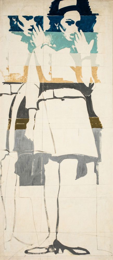 Giosetta Fioroni, Una donna in silenzio, 1964, matita e smalti colorati e alluminio su tela, cm 180 x 80. Courtesy ACP - Palazzo Franchetti by Fondazione Calarota