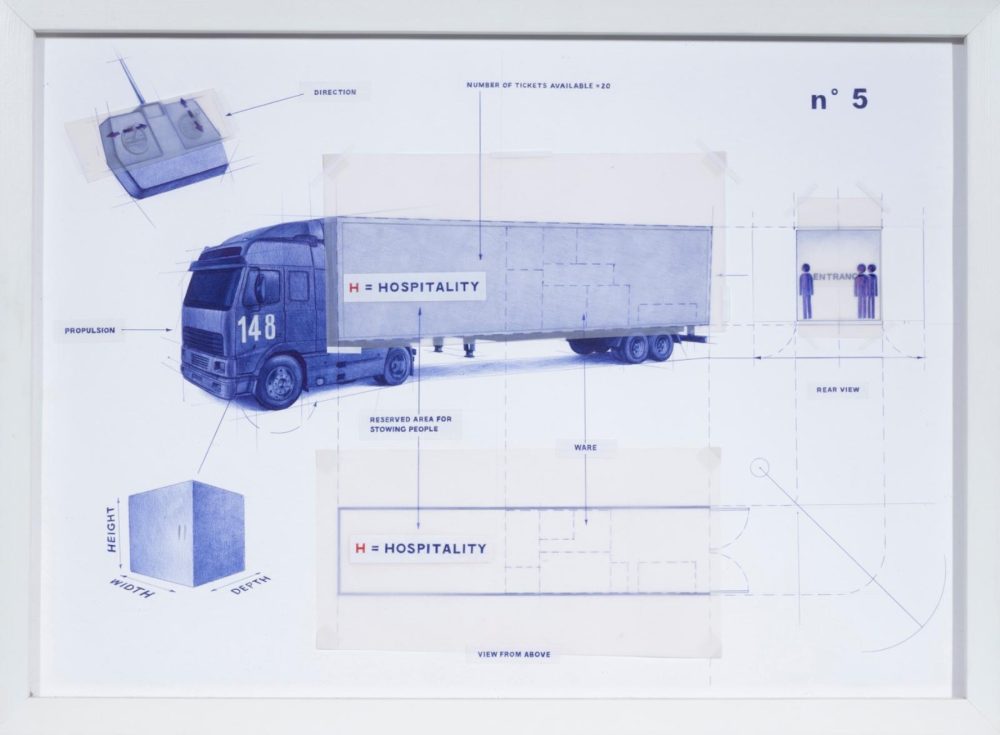 Giuseppe Stampone, “Mare finito, retta finita, cerchio finito”, 2015. Penna Bic su carta, 4 moduli, 48,5 x 68, 5 cad. Courtesy Prometeo Gallery di Ida Pisani, Lucca – Milano
