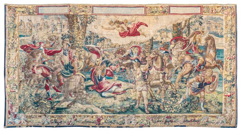 Lotto 268, Arazzo fiammingo realizzato a Bruxelles intorno alla metà del XVI secolo e siglato “B.B.”. L’opera è eseguita su disegni di Pieter Coecke van Aelst e probabilmente tessuta sotto la direzione di Jan Van der Vyst, stima 180.000-220.000 euro. Cambi Casa d'Aste