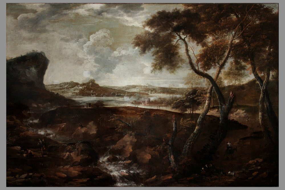 Marco Ricci, Paesaggio con cascata, ca. 1716, Olio su tela, cm. 160 x 292, Milano, Collezione Giorgio Baratti