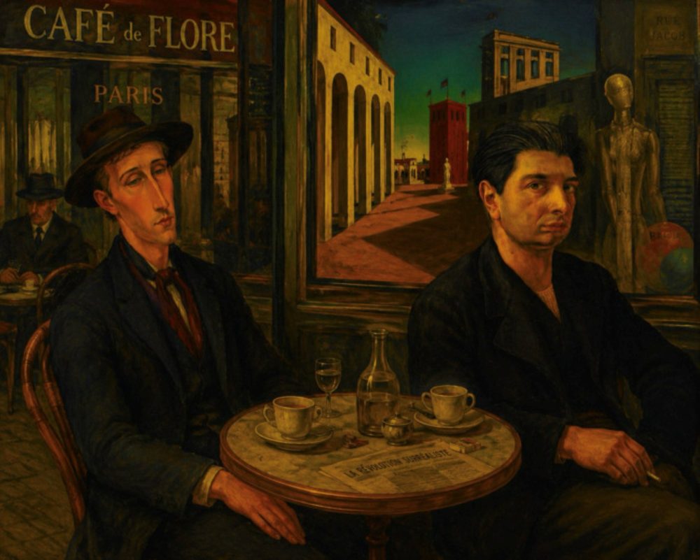 Paolo Levi immagina che Giorgio de Chirico e Amedeo Modigliani si siano incontrati al Café Flore