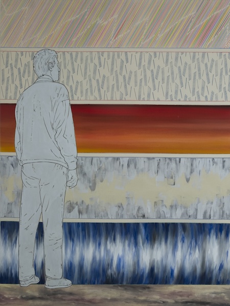 Renato Mambor, Osservatore, attimo in cui non c'è pensiero, 1999, tecnica mista su tela tamburata, cm 160 X120, Archivio Mambor, Roma