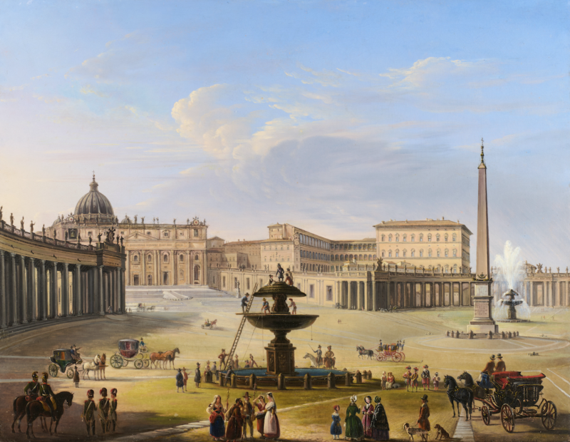 Lotto 41Michelangelo Pacetti, "La messa in bolla della fontana di Piazza San Pietro sotto il pontificato di Pio VII", 1843, olio su tela (cm 70x90) . Stima € 18.000 - 20.000 Courtesy Il Ponte Casa d'Aste