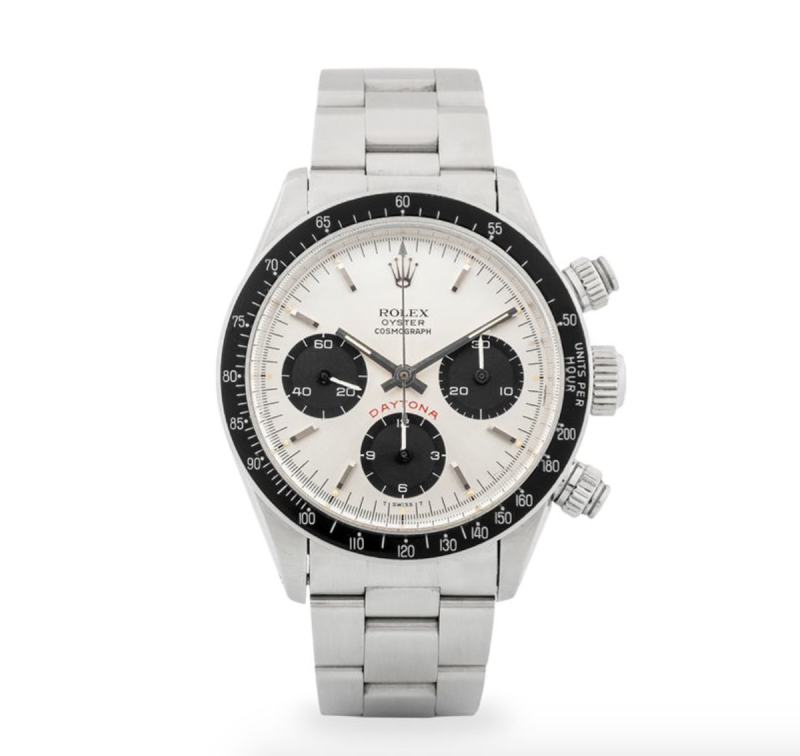 Lotto 176, Rolex Cosmograph Daytona "Big Red" ref. 6263 in acciaio con tasti a vite, ghiera nera acrilica e quadrante "Cream Dial", circa 1981. Stima 40.000-60.000 euro. Cambi Casa d'Aste