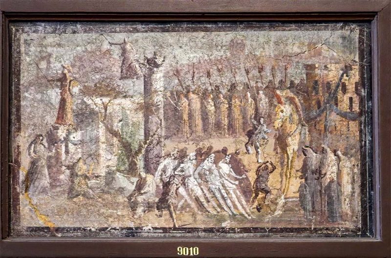Cavallo di Troia, affresco proveniente dalla casa di Cipio Panfilio Felice a Pompei e custodito all'interno del Museo archeologico nazionale di Napoli