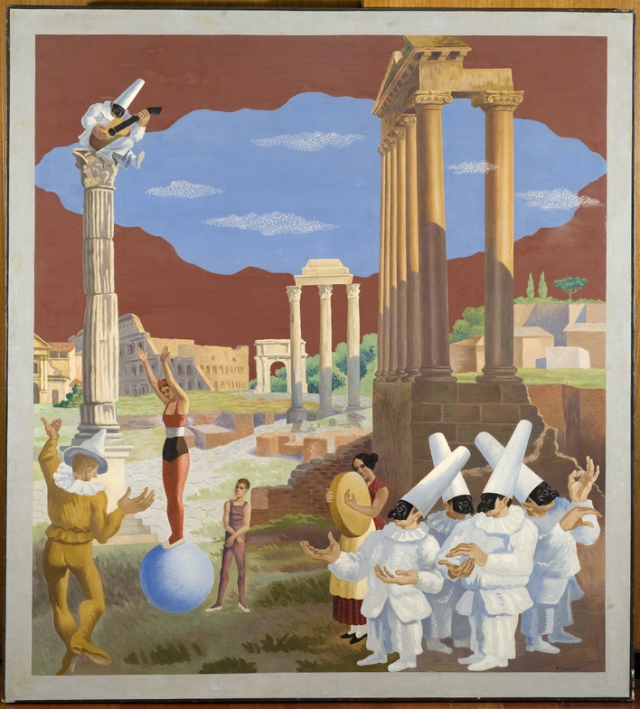 Gino Severini, L’équilibriste (Maschere e rovine), 1928-1929, olio su tela, 160 x 145 cm, Siena, Collezione Banca Monte dei Paschi di Siena © Foto LENSINI Siena