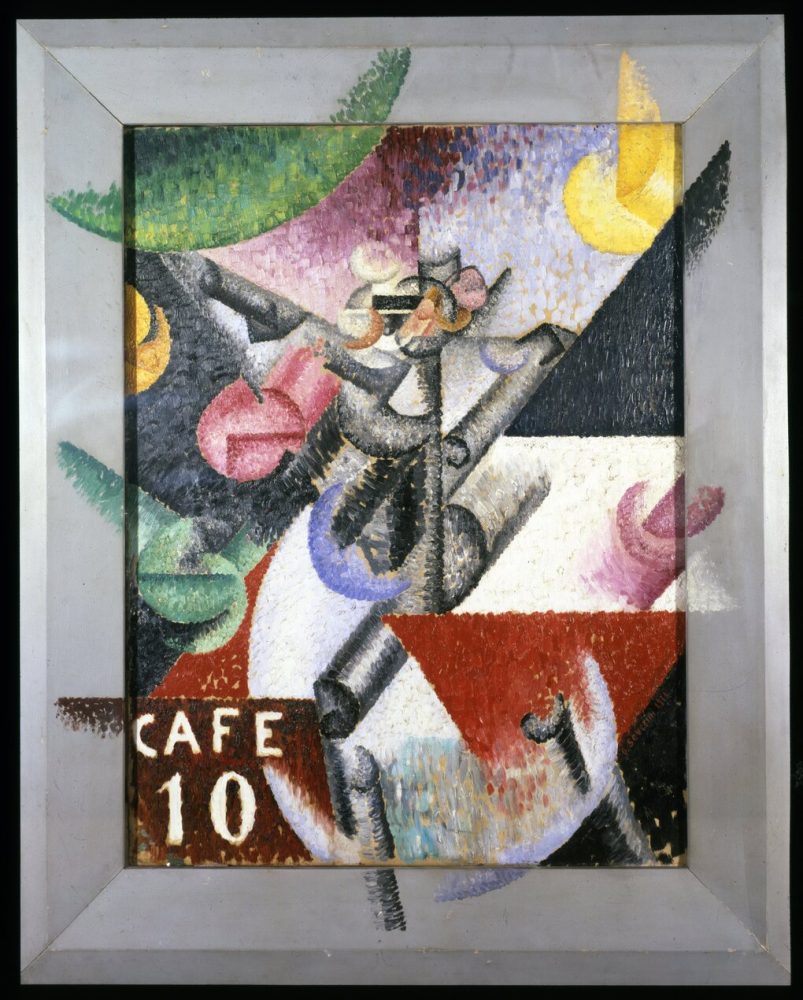 Gino Severini, Ritmo plastico del 14 luglio, 1913, olio su tela con cornice dipinta dall’artista, 66 x 50 cm, Collezione privata