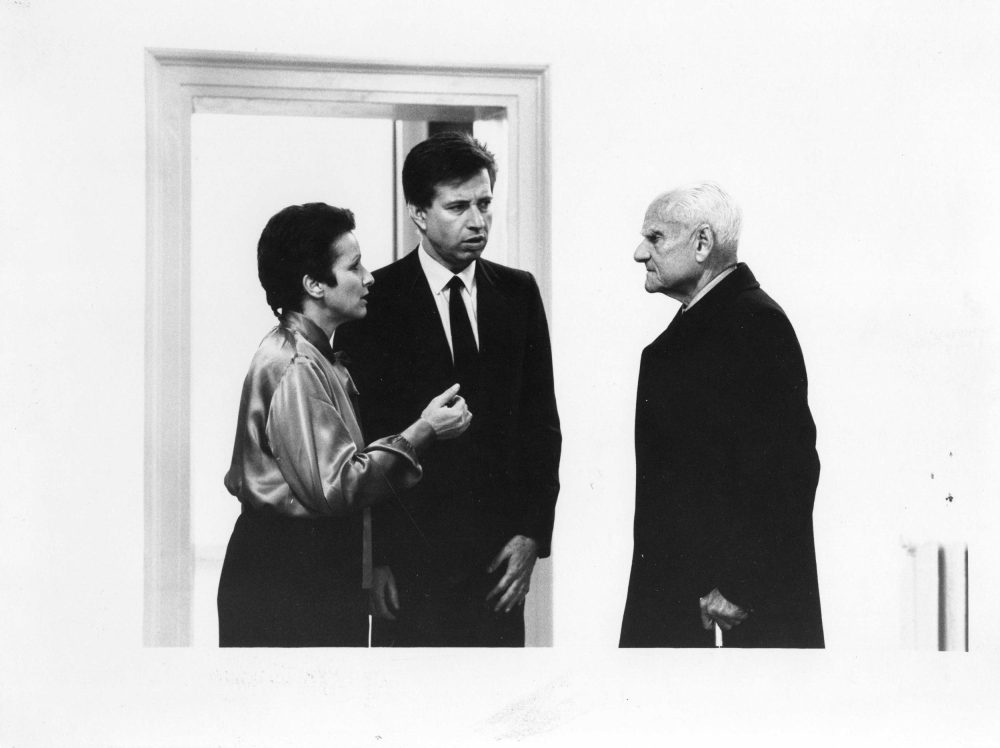 Mario Pieroni e Dora Stiefelmeier, Roma, 1984, con Moravia_ph. Enrica Scalfari