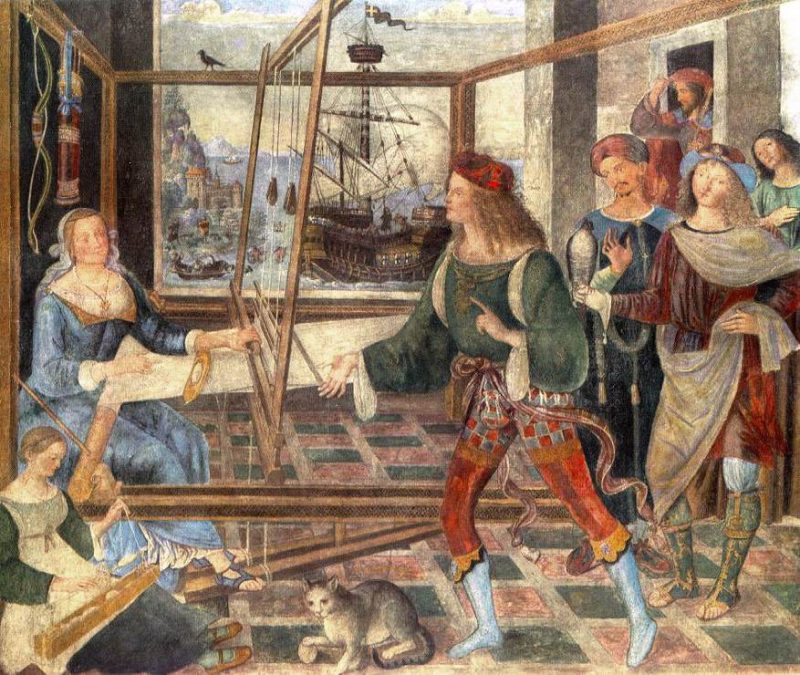 Pinturicchio, Ritorno di Ulisse, 1508-1509, dal ciclo del Salone del palazzo del Magnifico a Siena, residenza di Pandolfo Petrucci. Oggi conservato alla National Gallery di Londra
