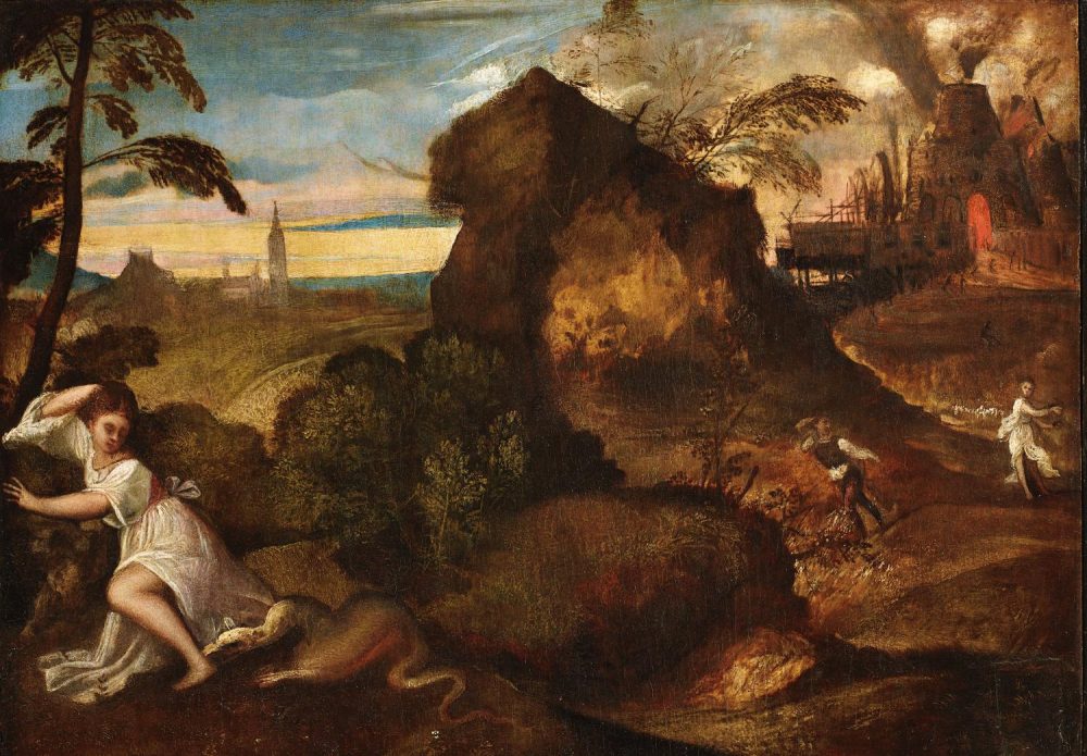 Tiziano Vecellio, Orfeo e Euridice, olio su tavola, 1510 ca., 39,6 x 53 cm, Bergamo, Fondazione Accademia Carrara ©Fondazione Accademia Carrara, Bergamo
