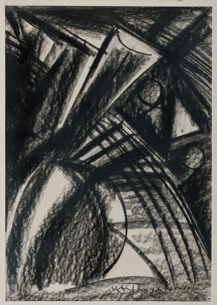 Umberto Mastroianni, Senza titolo, carboncino e acrilico su cartone, cm 70 x 50, 1961-1962, firmato