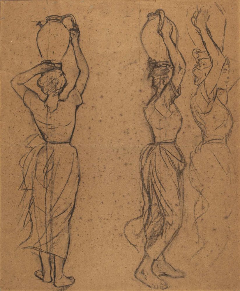 Francesco Gioli, Studio per L'Acquaiola (1891), s.d., carboncino su carta bruna