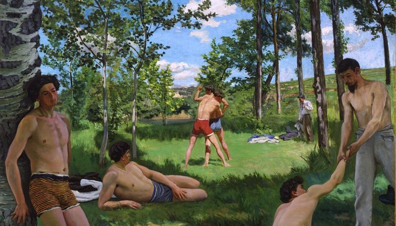 Jean Frédéric Bazille, Scena d'estate, 1869, olio su tela, 160×160.7 cm, Fogg Art Museum, Harvard University (dettaglio)