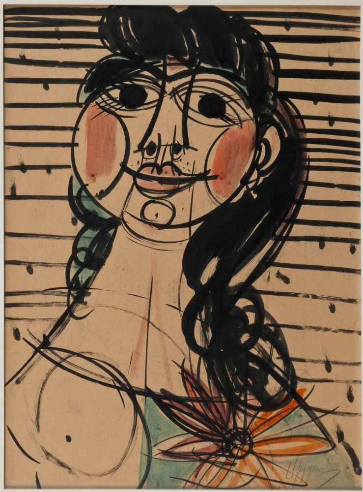 Luigi Spazzapan, Figura femminile, 1947, tecnica mista su carta applicata su tela, cm 50 x 37