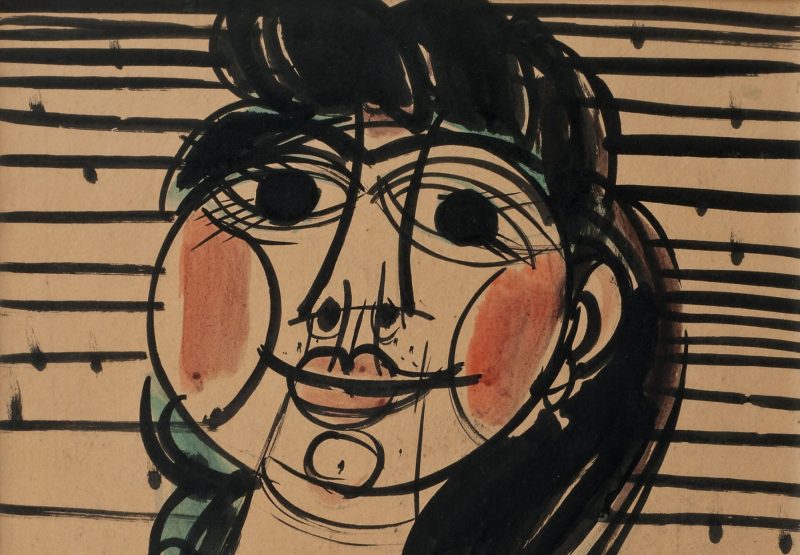 Luigi Spazzapan, Figura femminile, 1947, tecnica mista su carta applicata su tela, cm 50 x 37 (dettaglio)