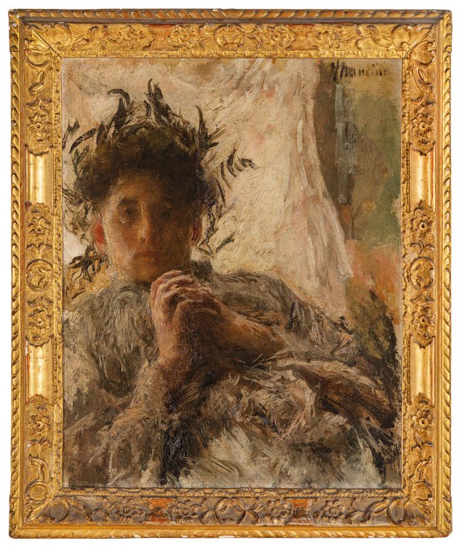 Lotto 30ANTONIO MANCINI (Albano Laziale, 1852 – Roma, 1930) Ofelia (studio) Firmato A Mancini in alto a destra Olio su tela, cm 61X48 Aggiudicazione: € 47.650 Wannenes