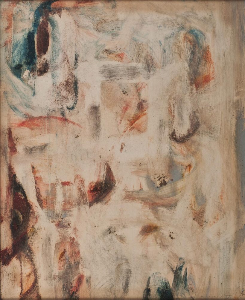 Antonio Carena, Senza titolo, olio (o tecnica mista) su tela cm 84 x 70, firmato “Carena ‘ 61”